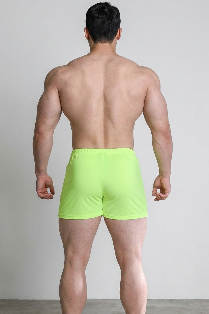 Karma 2" Short Shorts with Zipper Pockets - Neon Yellow