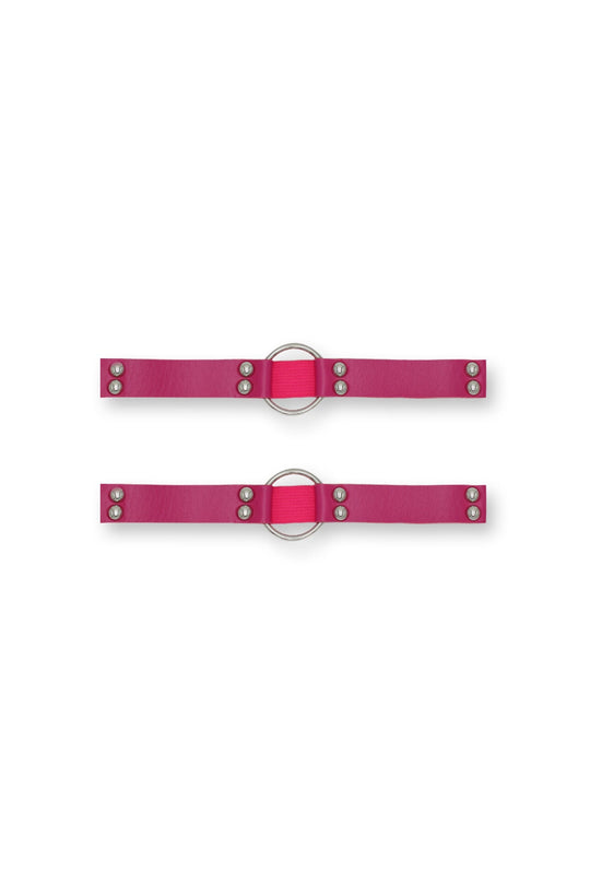 Vegan Leather Ring Leg Bands - Deep Pink