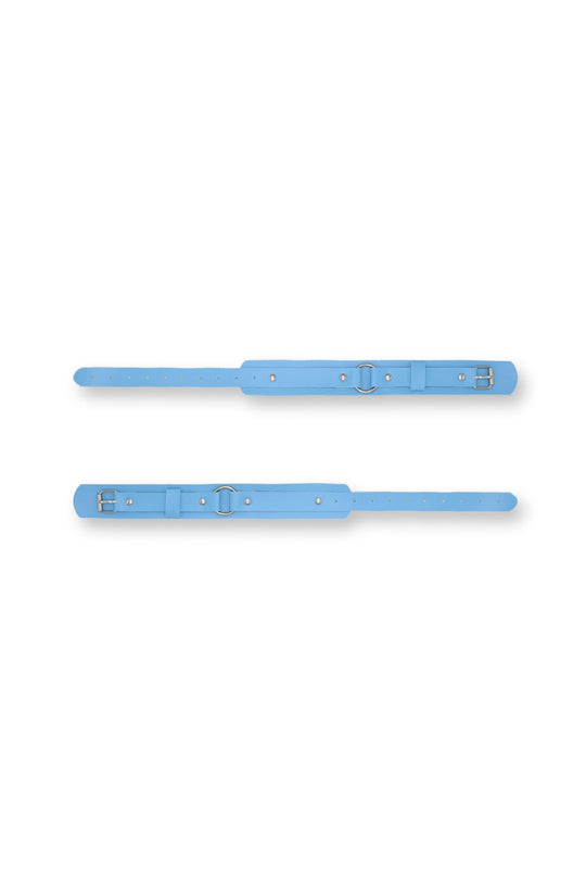 Vegan Leather Arm Bands with Buckle - Light Blue