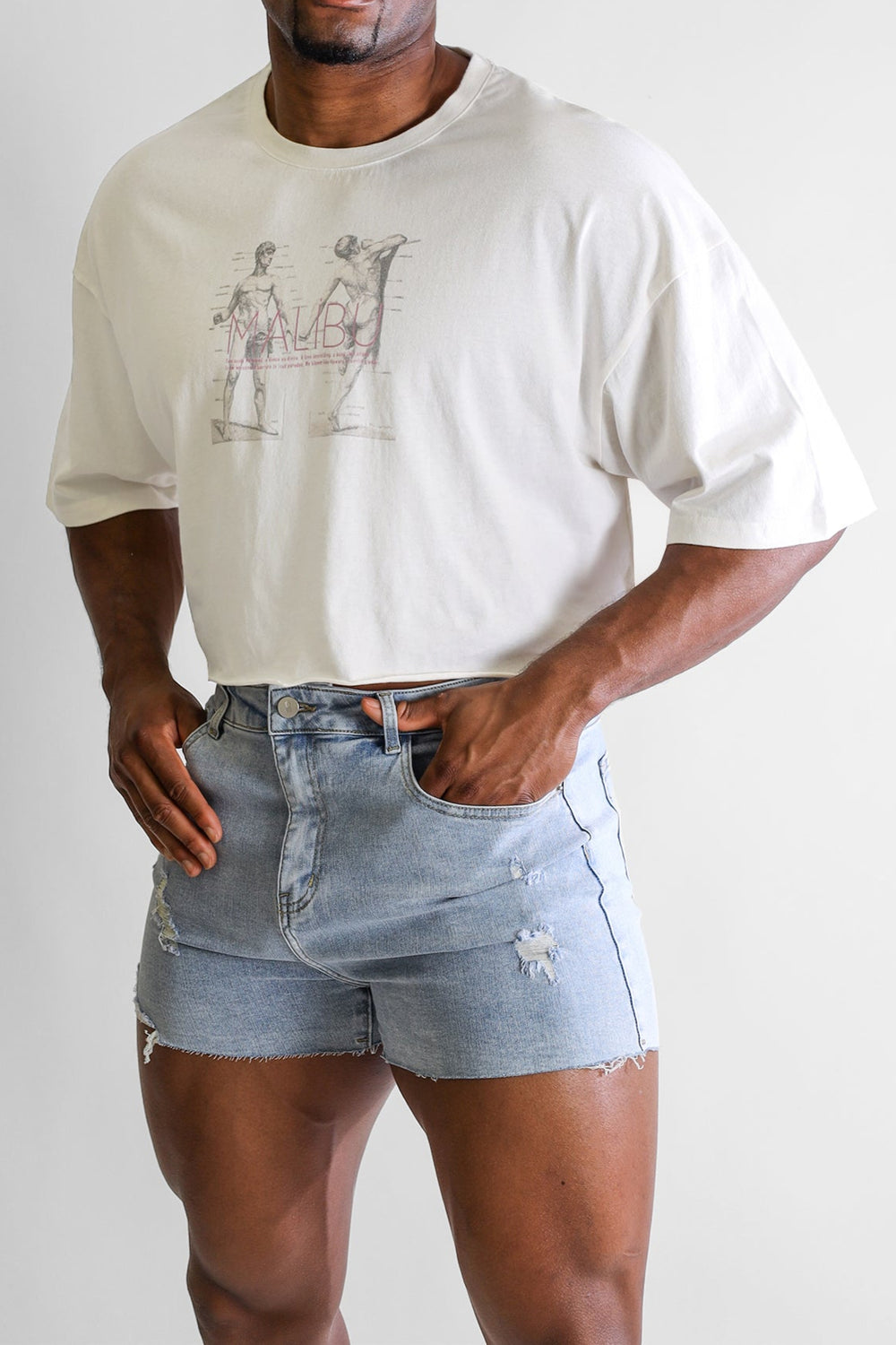 Vintage-Washed Drop-Shoulder Crop Tee - Anatomy