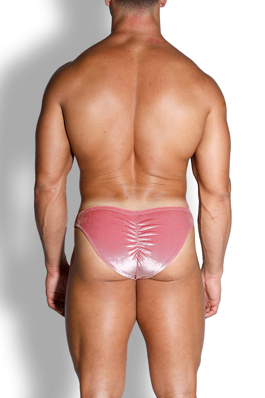 Velvety Scrunch-Butt Bikini Briefs - Pink Opal