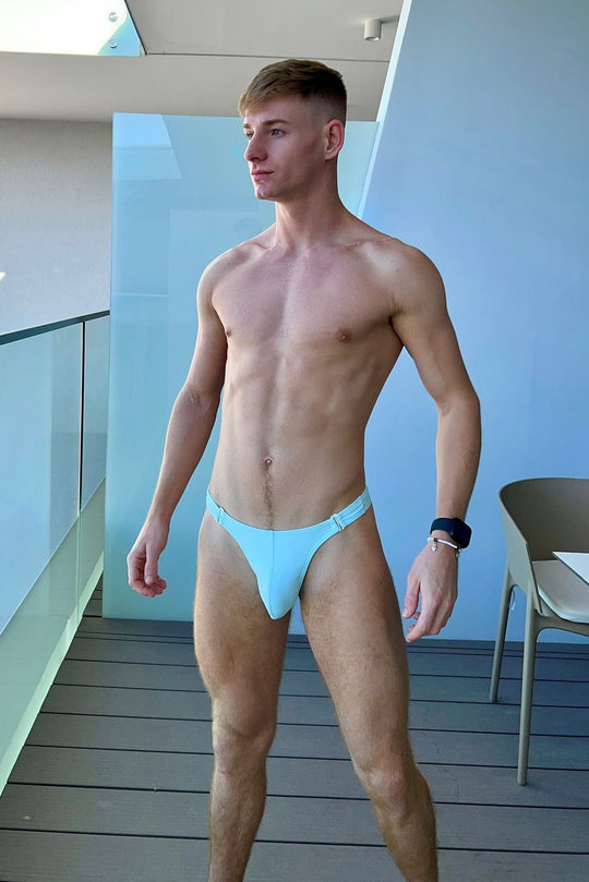Voyage Low-Cut Swim Bikini Briefs for Men - Light Blue